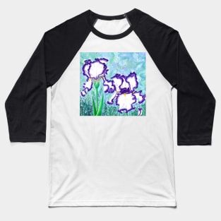 White Irises with Purple Border Baseball T-Shirt